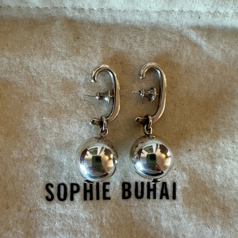 Sophie Buhai Silver Huggies with Ball Drop